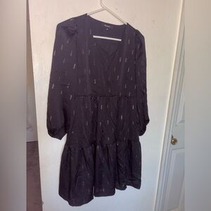 Madewell Women’s X-Small Metallic Jacquard Faux-Wrap Tiered Mini